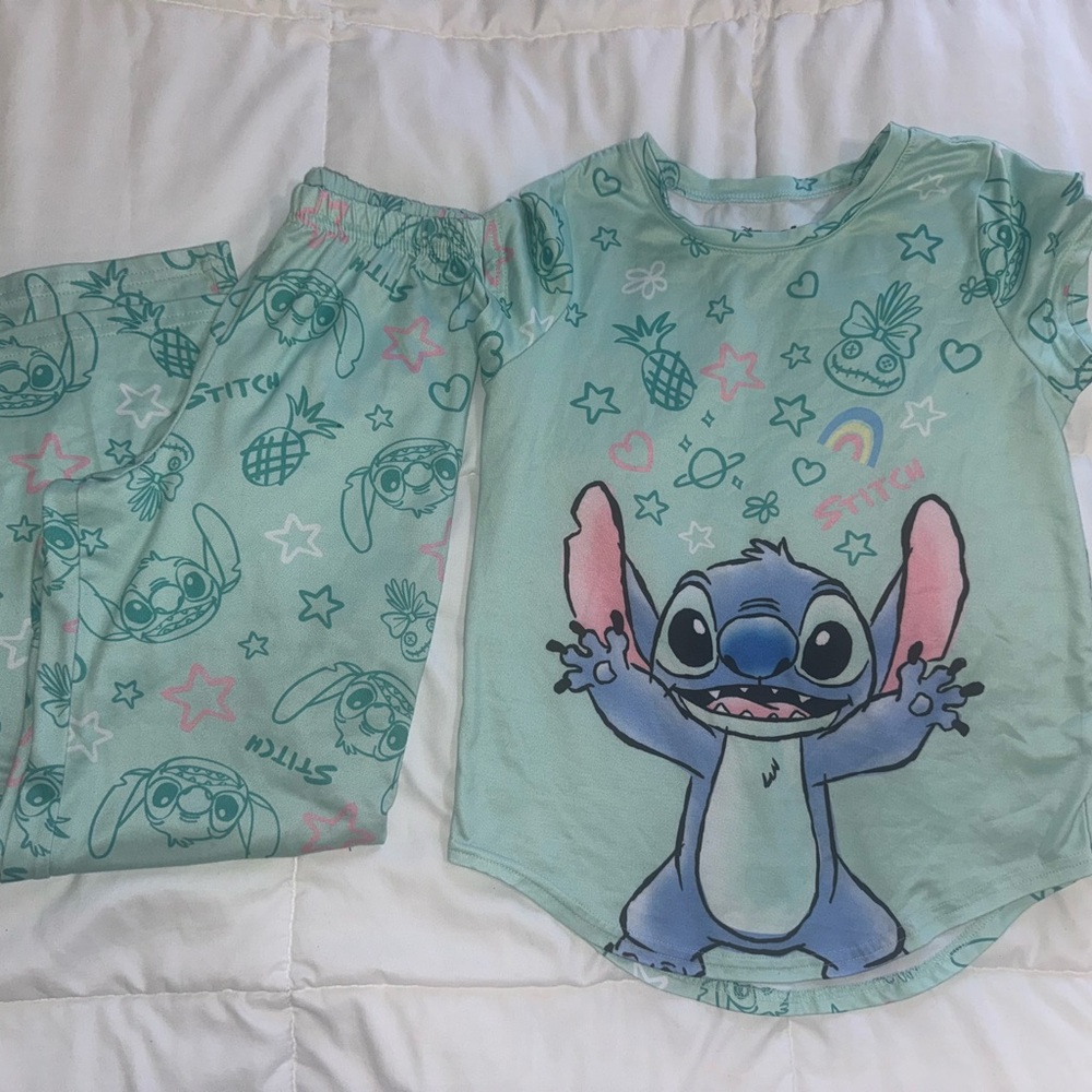 Disney Stitch Kids Pajama Set - Light Blue and Pink
